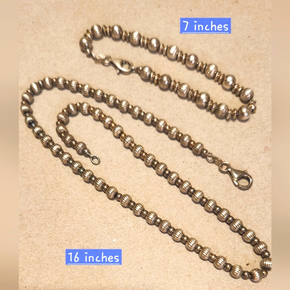 Two Tone Beaded Necklace & Bracelet
